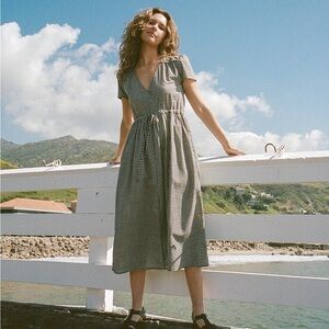 Christy Dawn Dress Womens 3X Gingham Coastal Minimalist Lagenlook Boho Indie